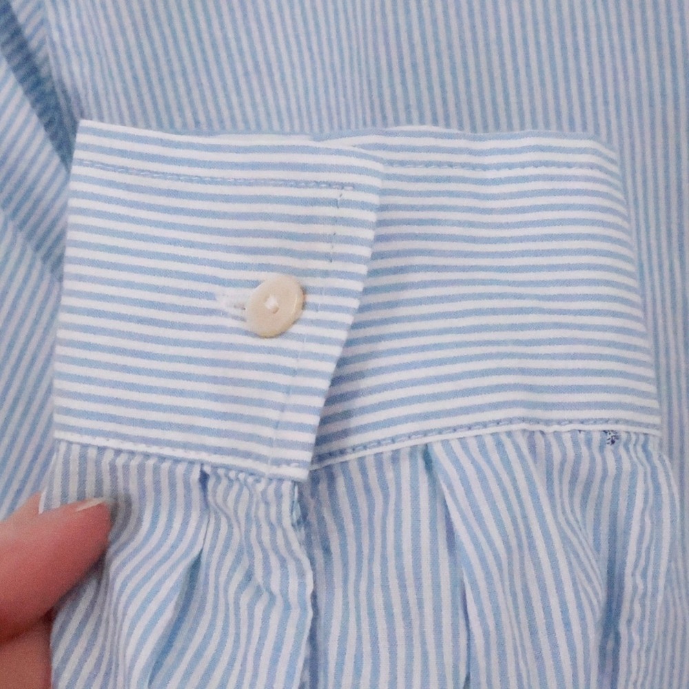 Lilly Pulitzer Sea View Button Down Shirt Size S Hydra Blue Stripe Embroidered - Picture 5 of 13